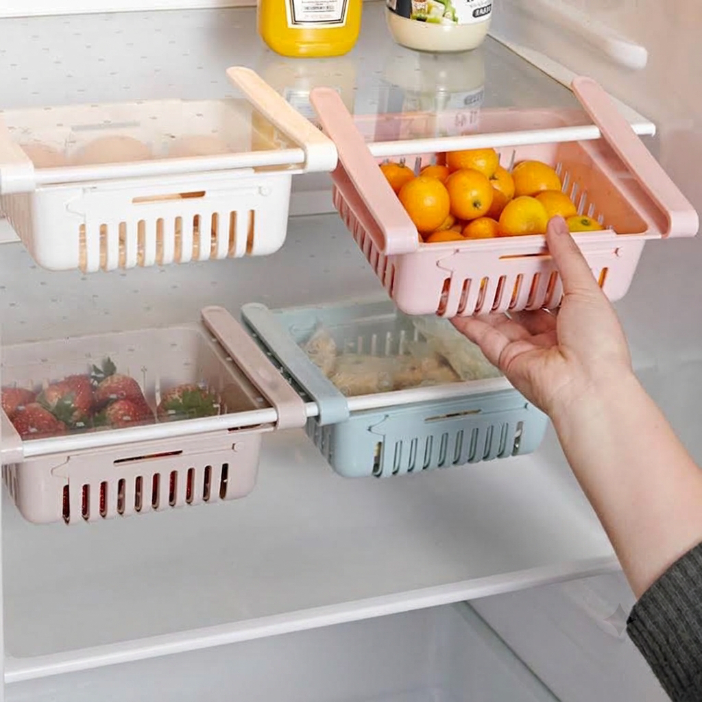 Retractable Refrigerator Storage Bin/Basket – Household Egg Organizer