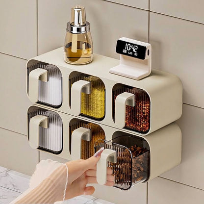 Wall-Mounted Multi-Compartment Seasoning Box Set