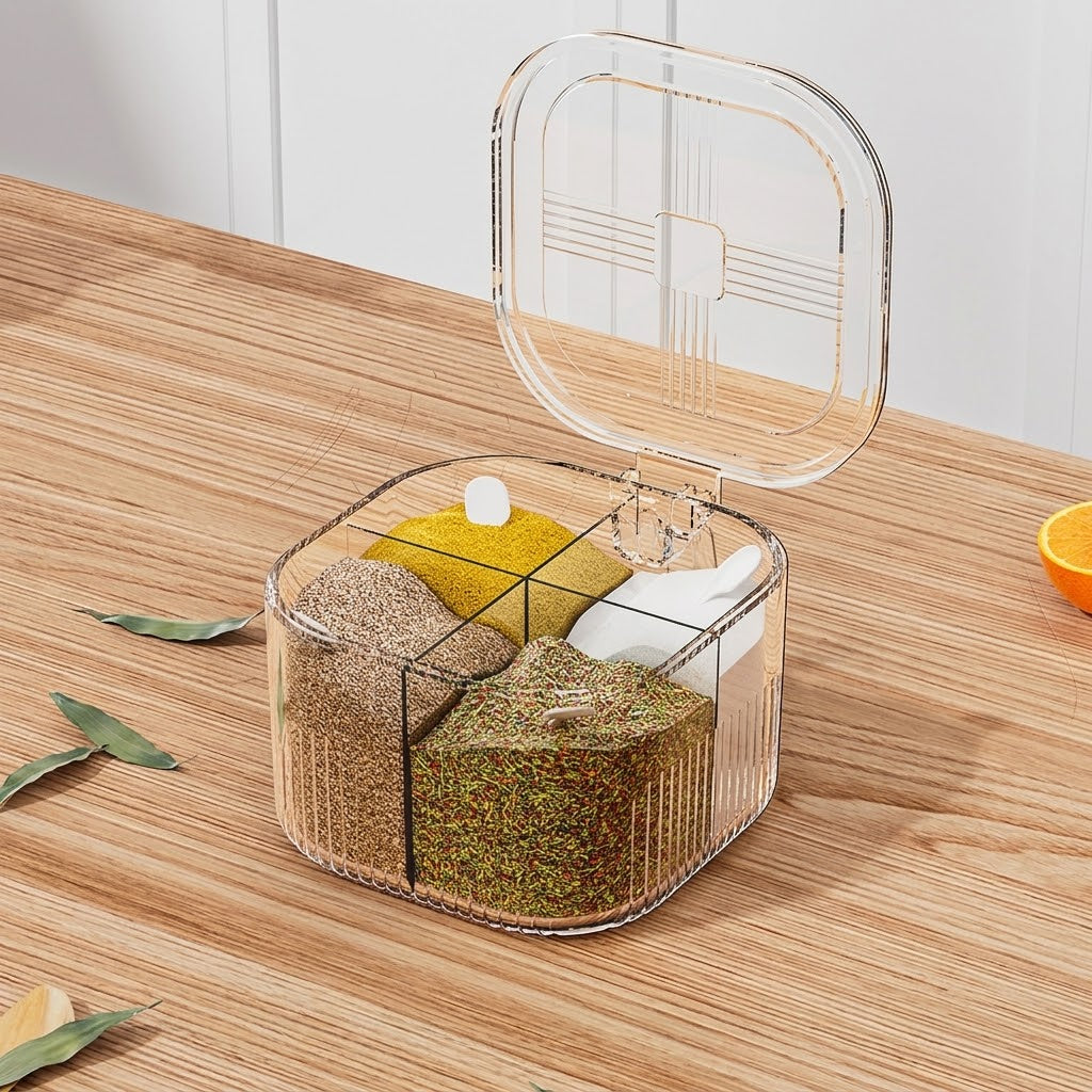 Affordable Luxury Thickened 4-Compartment Seasoning Box for Home Kitchens