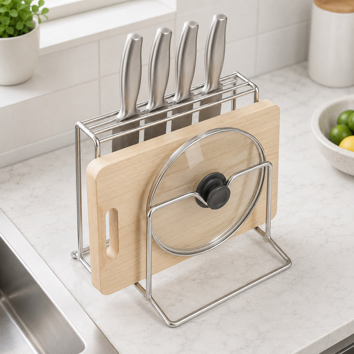 Multifunctional Stainless Steel Kitchen Knife Storage Rack