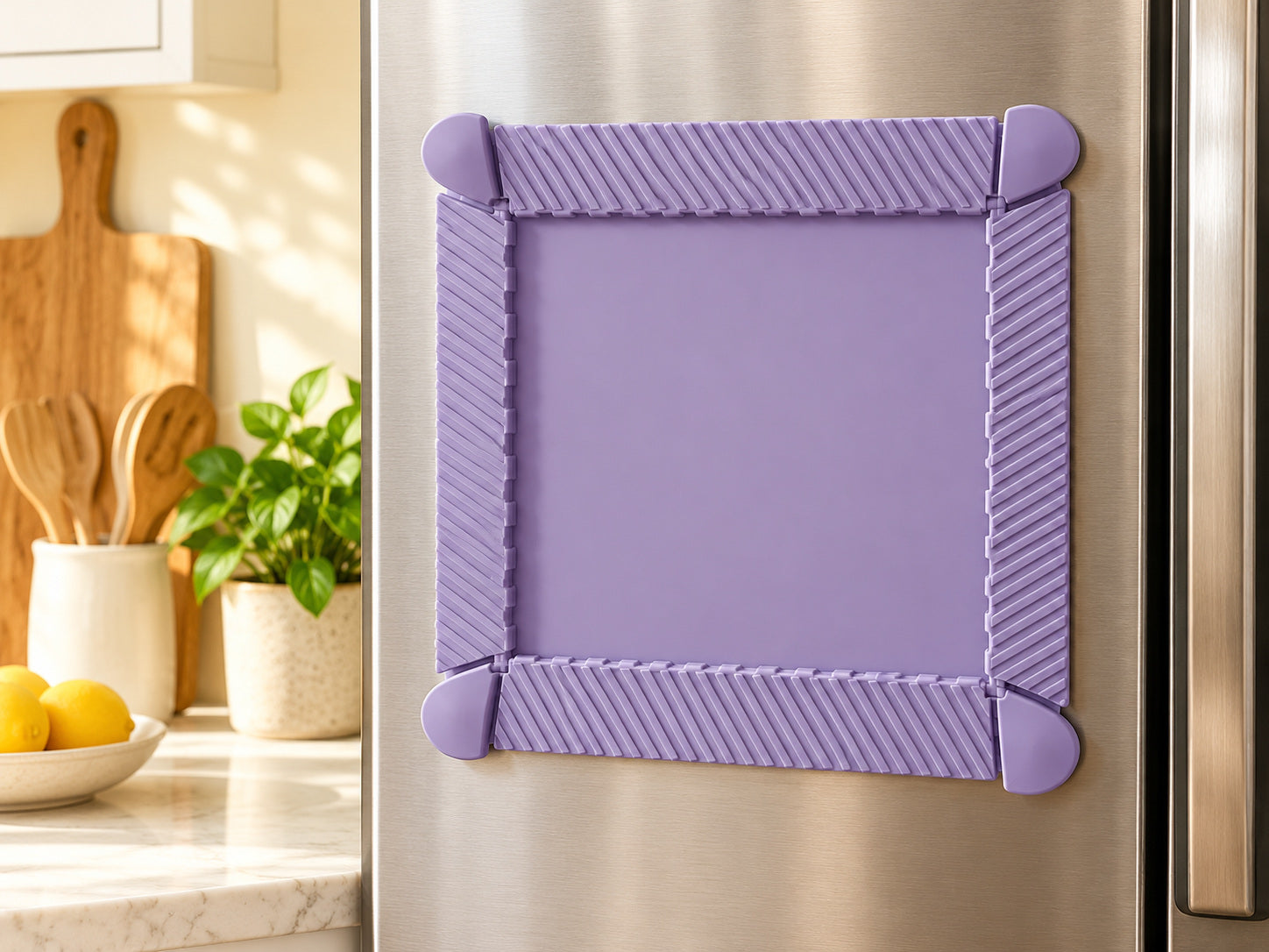 Magnetic mat stored on a refrigerator